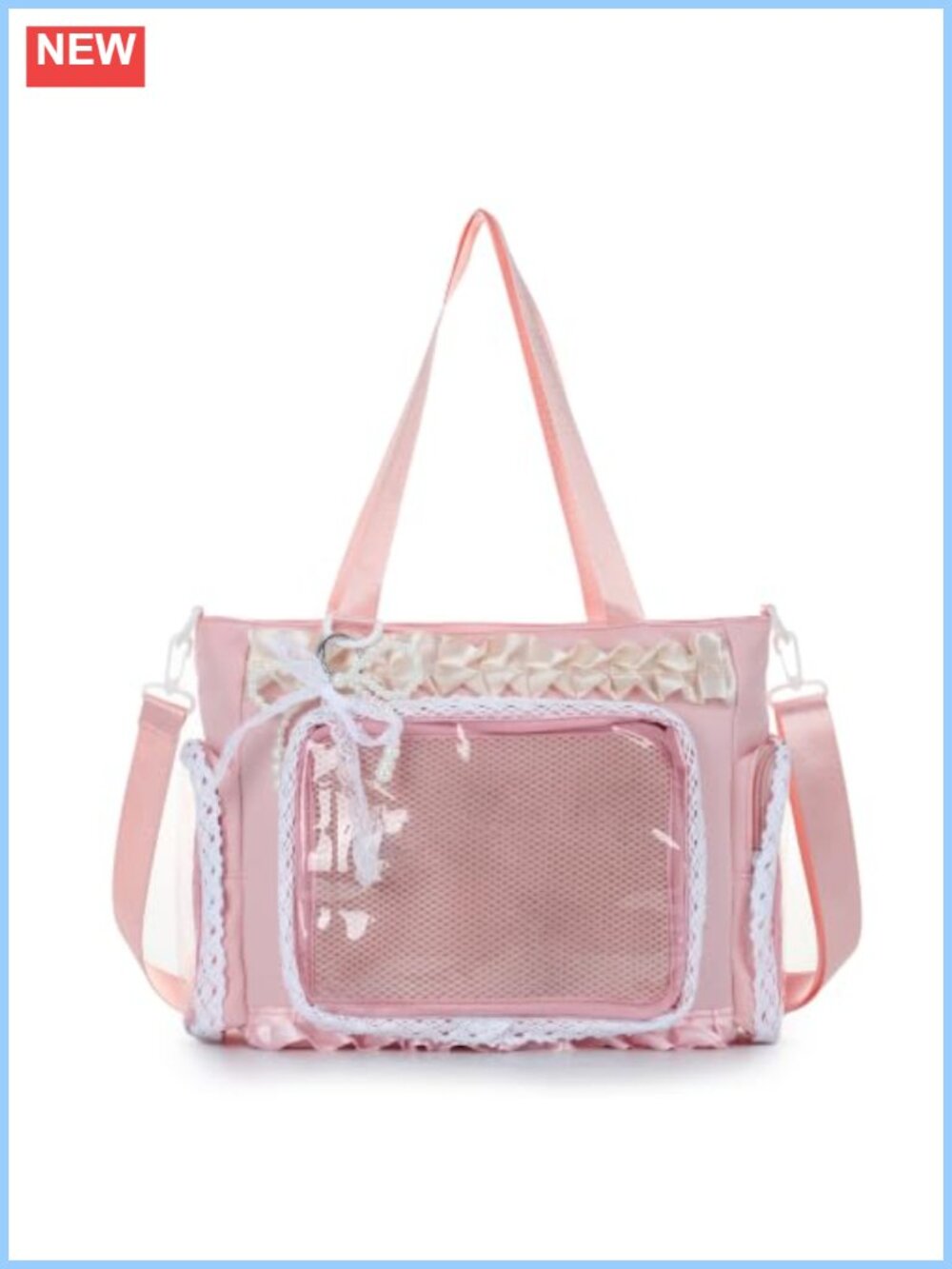 Ita Bag Crossbody Tote Messenger Shoulder Bag Nylon Lace Trim